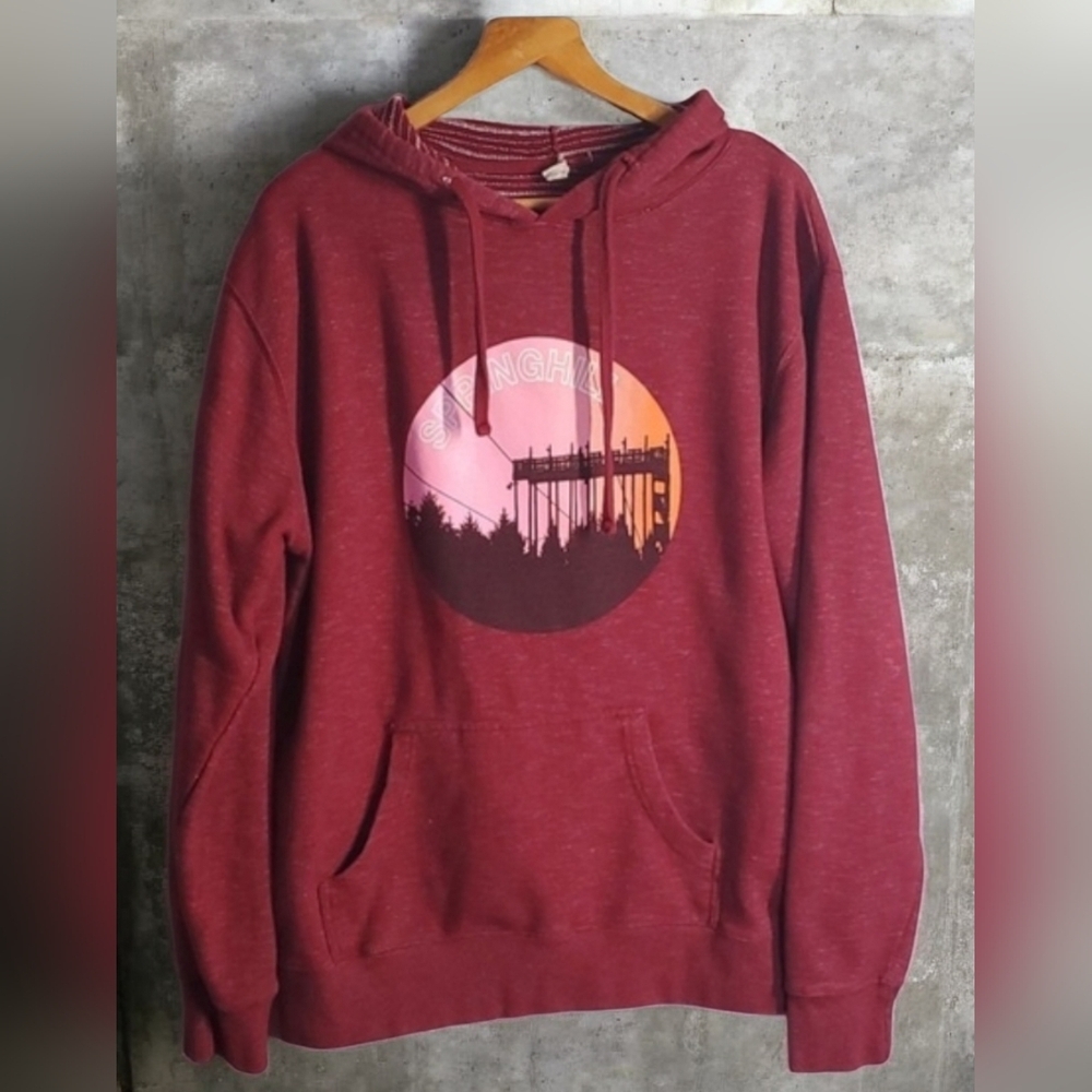 Springhill Outfitters Hoodie men's size xl (guessing) red Top rubberized Artwork - Picture 1 of 12